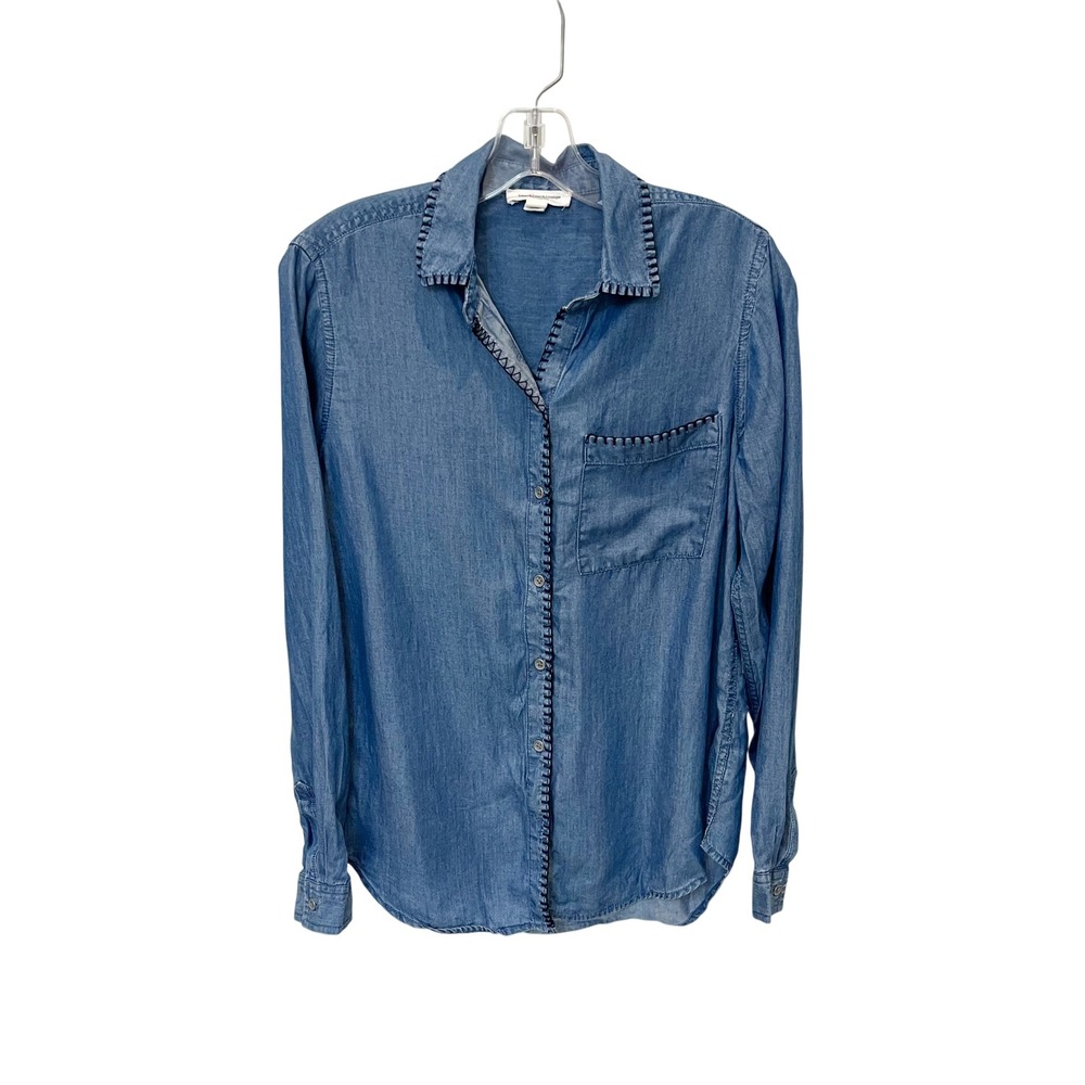 BeachLunchLounge Chambray Whipstitch Button Down Shirt Lyocell Western‎ SMALL